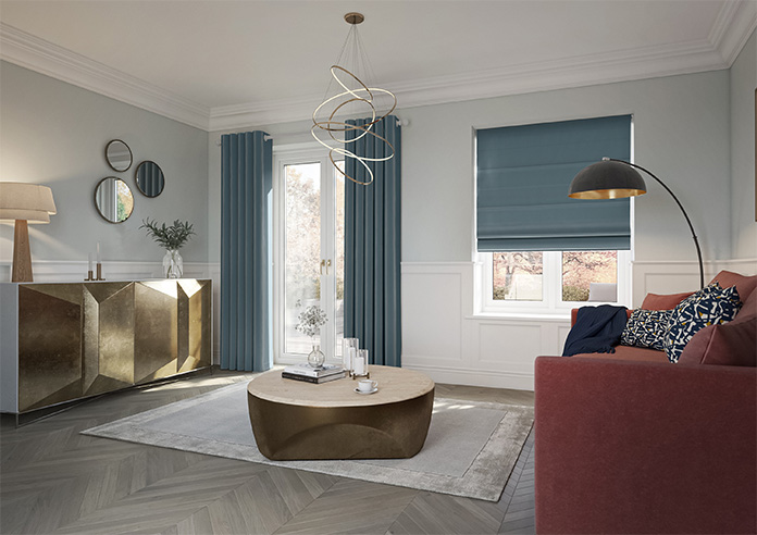 Akoya Faux Silk, Lustre Ink Blue - Made to Measure Curtain - Image 8